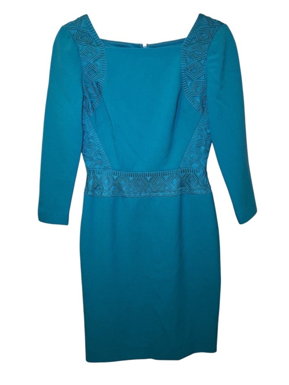 ANTONIO MELANI Teal Embroidered Sheath Dress Size 2